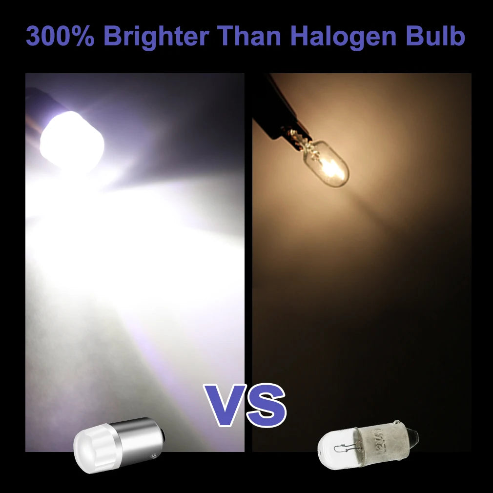2PCS BA9S T4W LED Bulbs – 12V DC | 2835 SMD | Multi-Colour Options | License Plate, Dome, Map & Indicator Lights