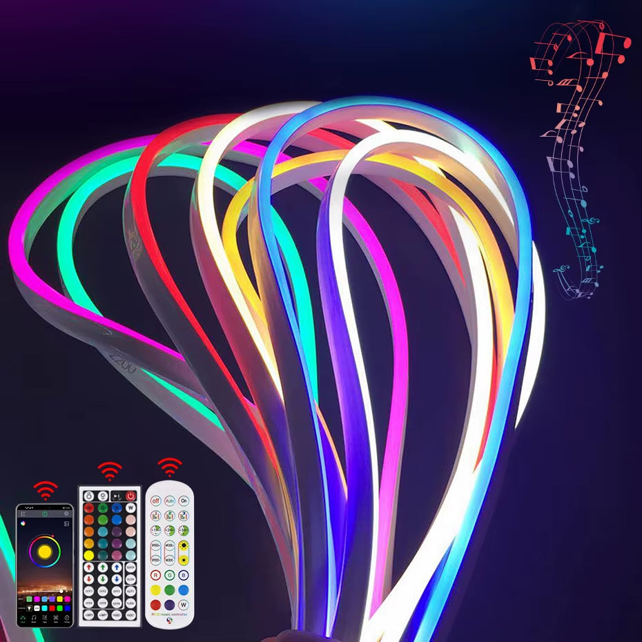 Flexible Smart RGB Neon LED Strip Light – 1M–5M | WiFi, Bluetooth & Remote | Alexa & Google Compatible | IP65 Waterproof