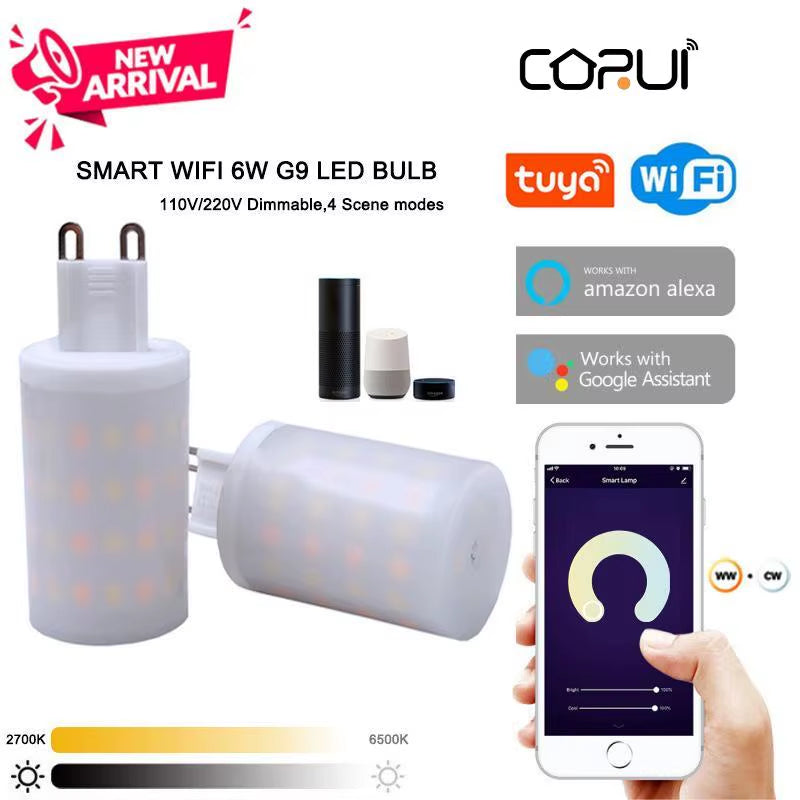 Tuya G9 Smart WiFi LED Bulb – 6W Dimmable | 2700K–6500K Tunable White | Alexa & Google Compatible