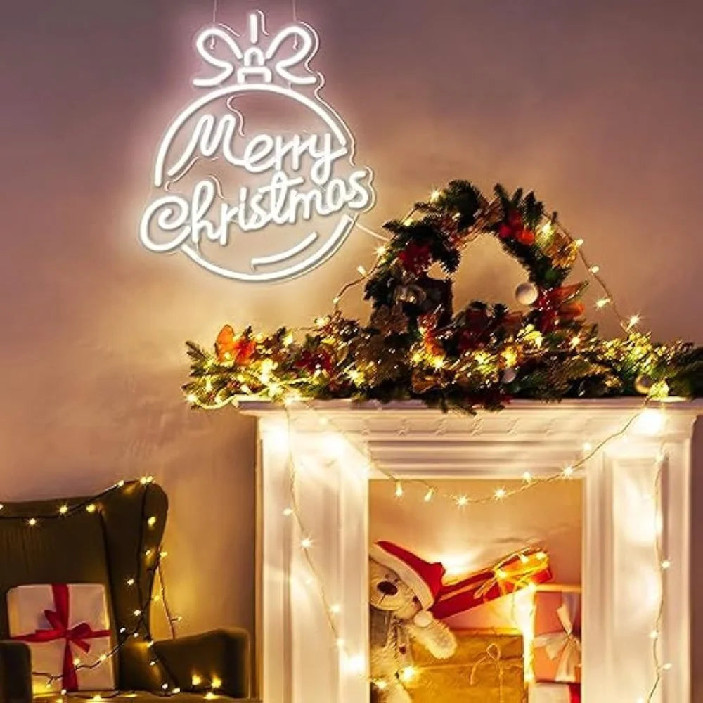 “Merry Christmas” Neon Sign – LED Wall Light | USB Powered Festive Decoration for Home & Parties