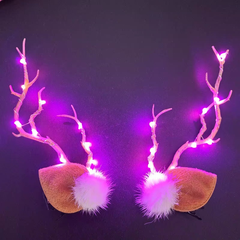 LED Mini Antlers Headbands – Light Up Reindeer Ears for Women, Girls & Kids | Festival, Party & Christmas Accessory