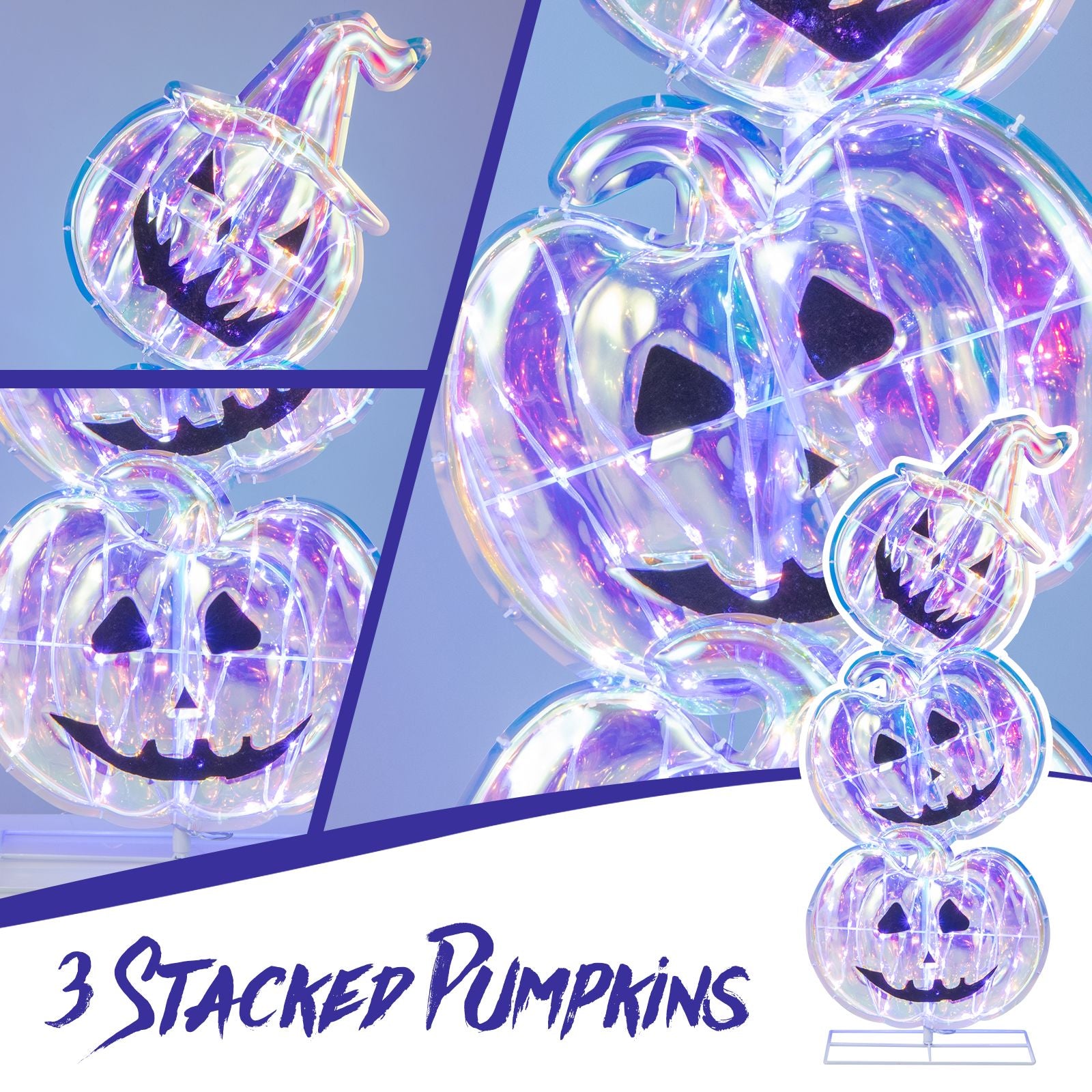 3.4 Ft Light up Stacked Pumpkins - Halloween Decorations