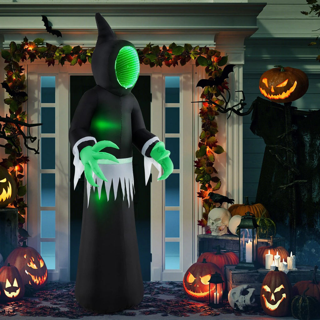 Giant Inflatable Halloween Ghost – 245 cm with Infinity Tunnel Lights & Green LEDs