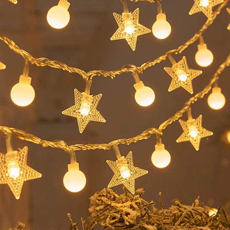 Snowflake LED String Lights – Battery Powered Christmas Tree & Holiday Decoration | Warm White or Cool White