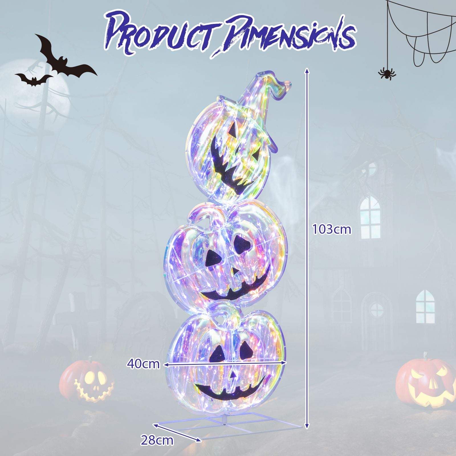 3.4 Ft Light up Stacked Pumpkins - Halloween Decorations