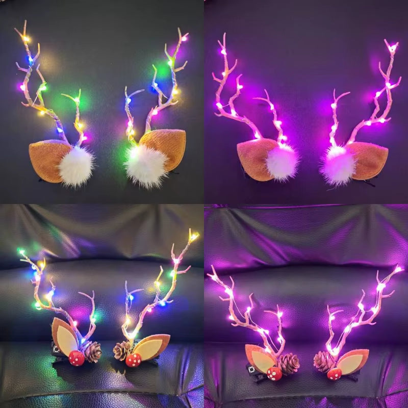 LED Mini Antlers Headbands – Light Up Reindeer Ears for Women, Girls & Kids | Festival, Party & Christmas Accessory