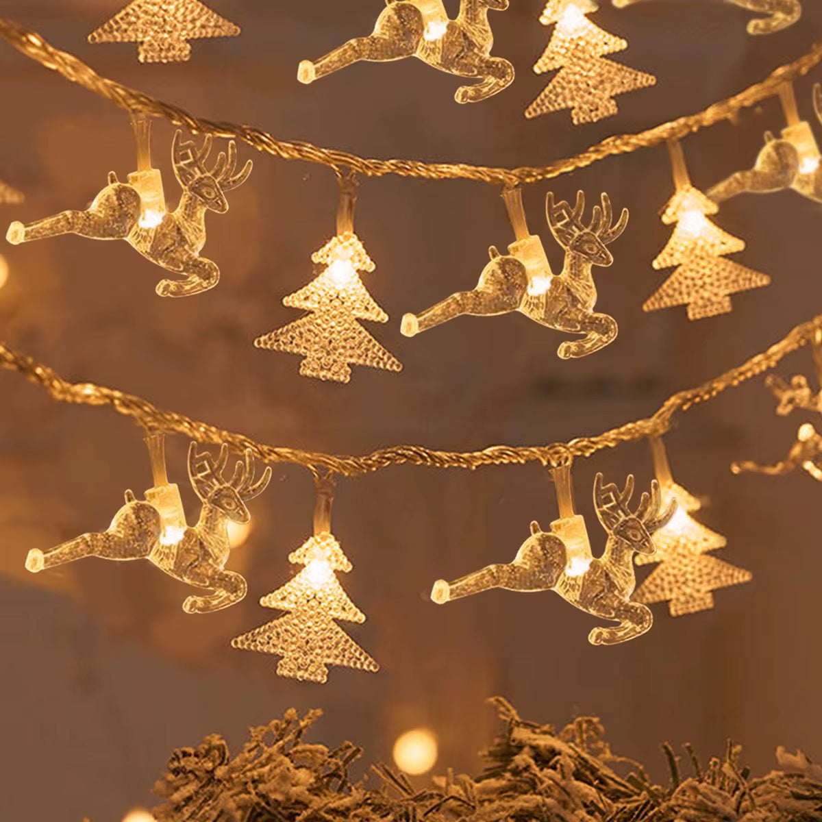 Snowflake LED String Lights – Battery Powered Christmas Tree & Holiday Decoration | Warm White or Cool White