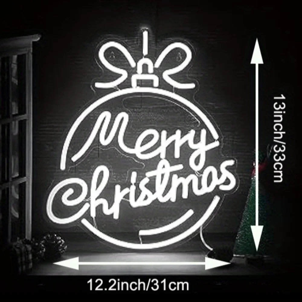 “Merry Christmas” Neon Sign – LED Wall Light | USB Powered Festive Decoration for Home & Parties