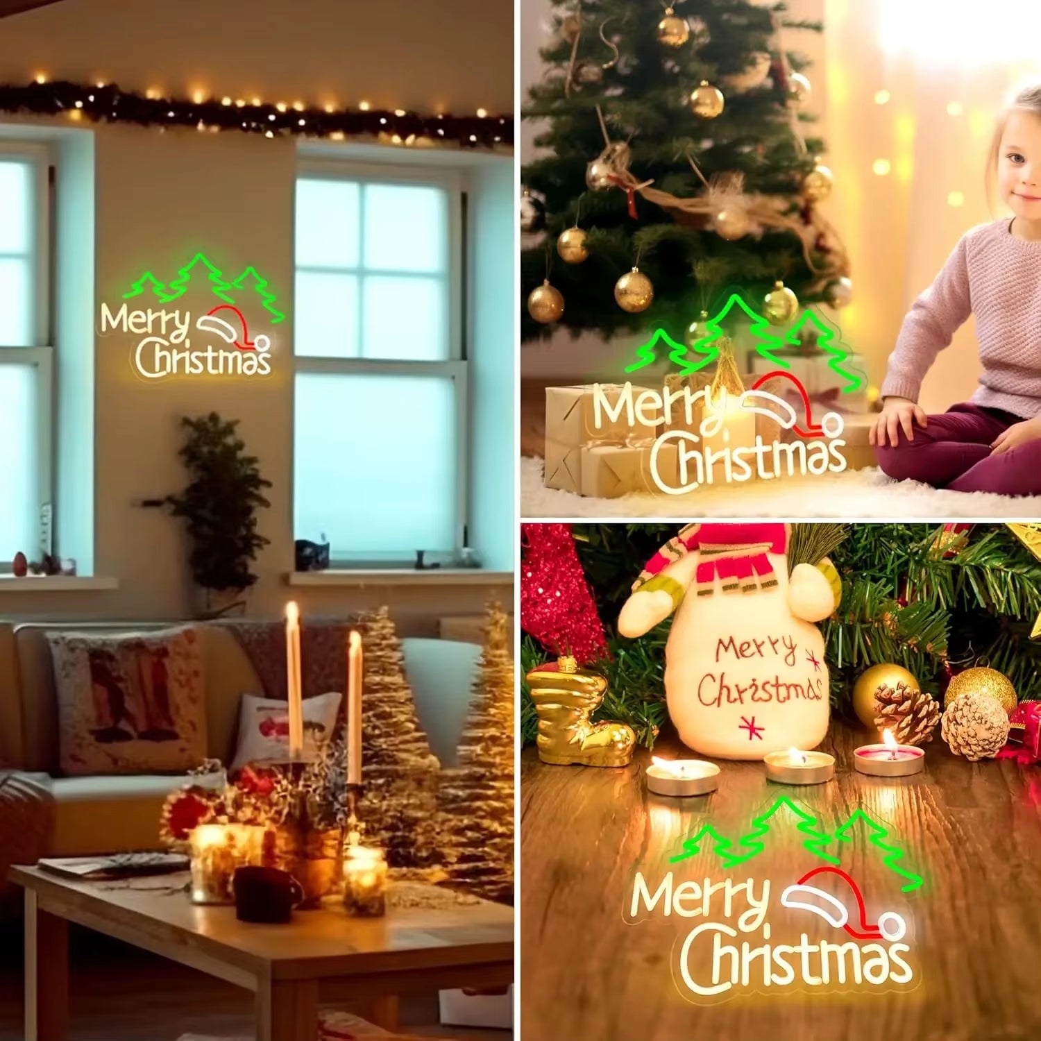 Christmas Neon Sign – LED Wall Light | Festive Holiday Home & Party Decoration