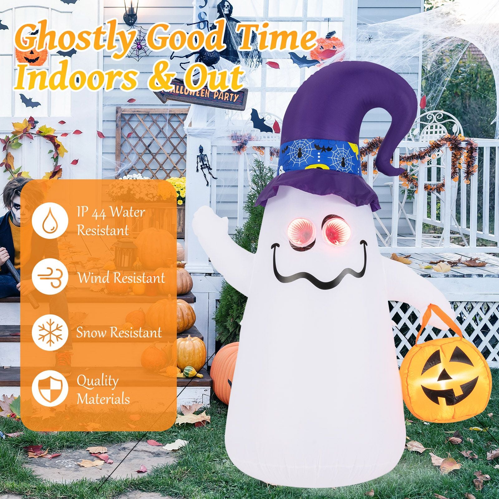 180 CM Halloween Inflatable with Dimming Infinity Mirror Lights