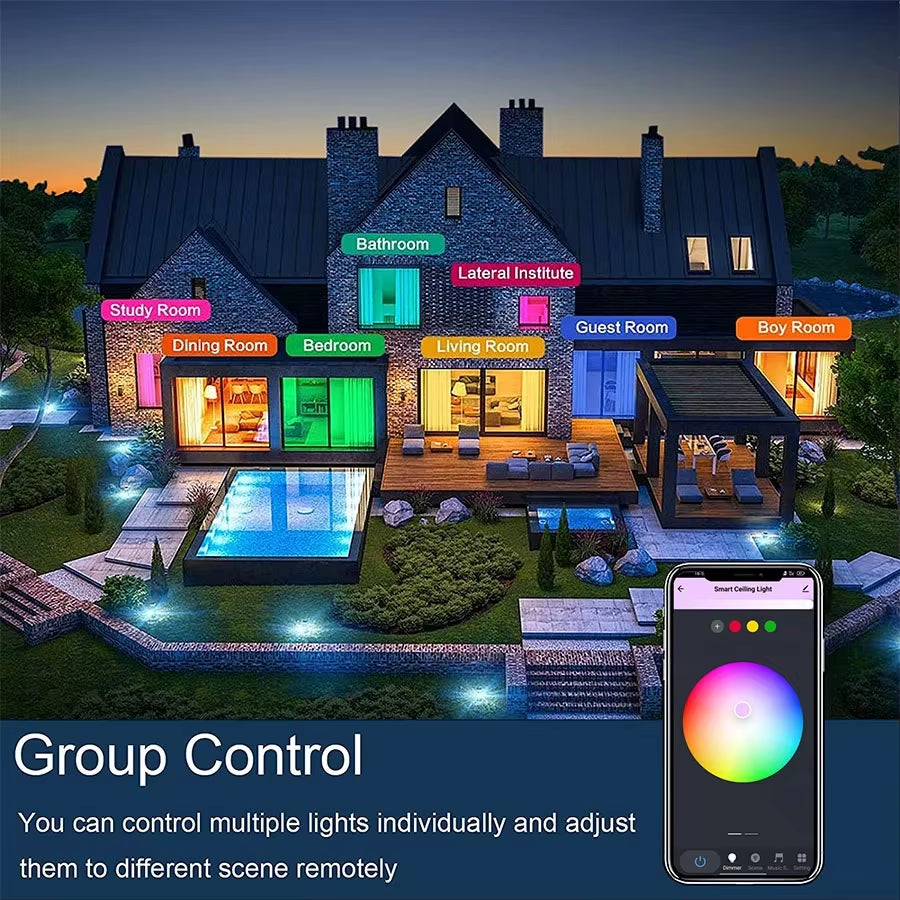 Tuya WiFi LED Smart Ceiling Light – 24W | RGB + Warm & Cool White | Alexa & Google Compatible