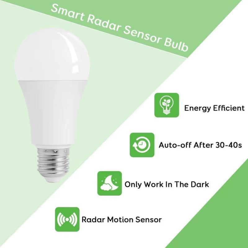 E27 Motion Sensor LED Light Bulb – 1000+ Lumens | Smart Detection | Cool White 5500K–7000K