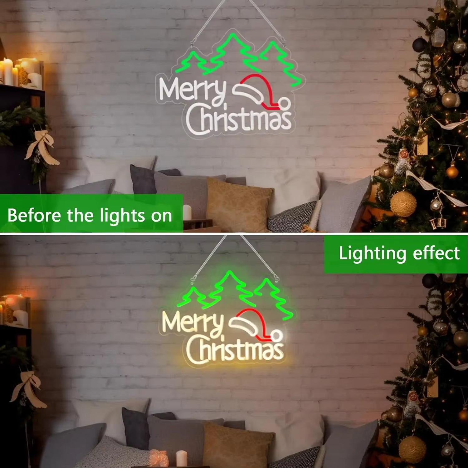 Christmas Neon Sign – LED Wall Light | Festive Holiday Home & Party Decoration