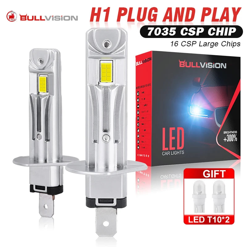 2PC H1 LED Car Headlight Bulbs – 30,000LM | 300W | 6000K White | CANBUS | IP68 Waterproof | Plug & Play