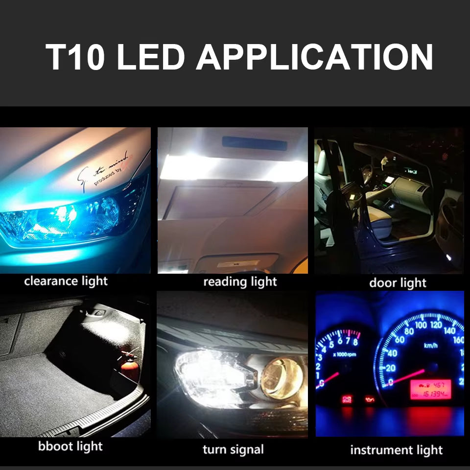 2pcs T10 W5W LED Bulbs | 12V 1W COB 400lm | Multi-Colour Car & Motorcycle Lights