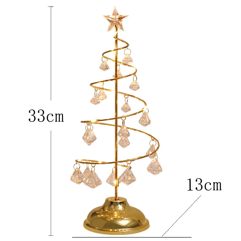LED Christmas Tree Table Lamp – Battery Powered Crystal Desk Light | Holiday Home & Gift Decoration