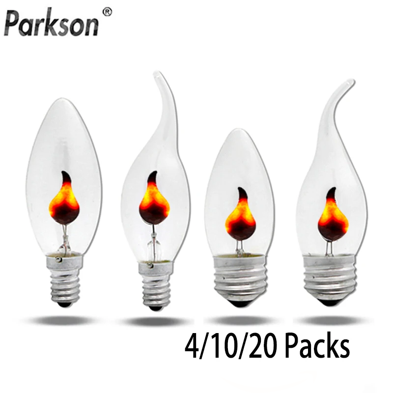 10PCS LED Flame Candle Bulbs – E27 / E14 | Decorative Flickering Flame Light | Warm Ambience