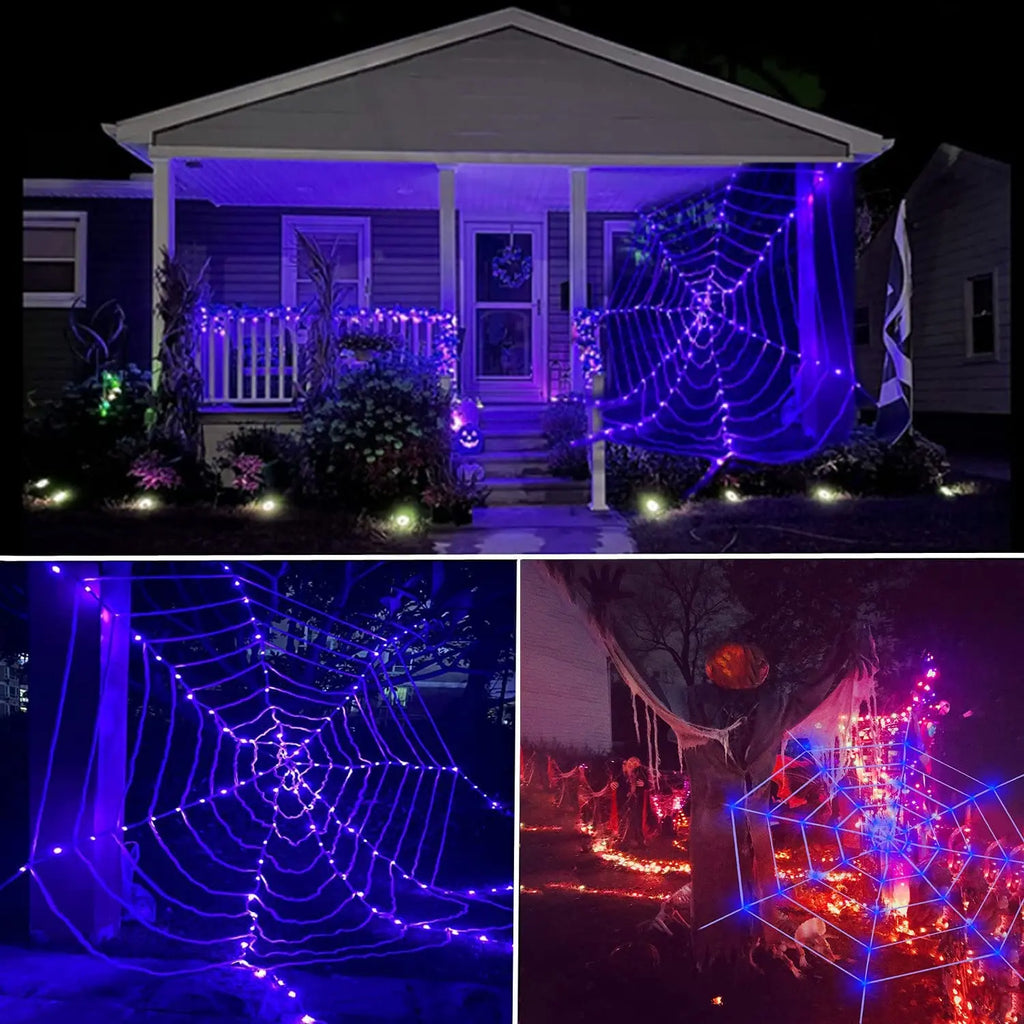 Scary Giant Spider Web Lights with 120 LED's