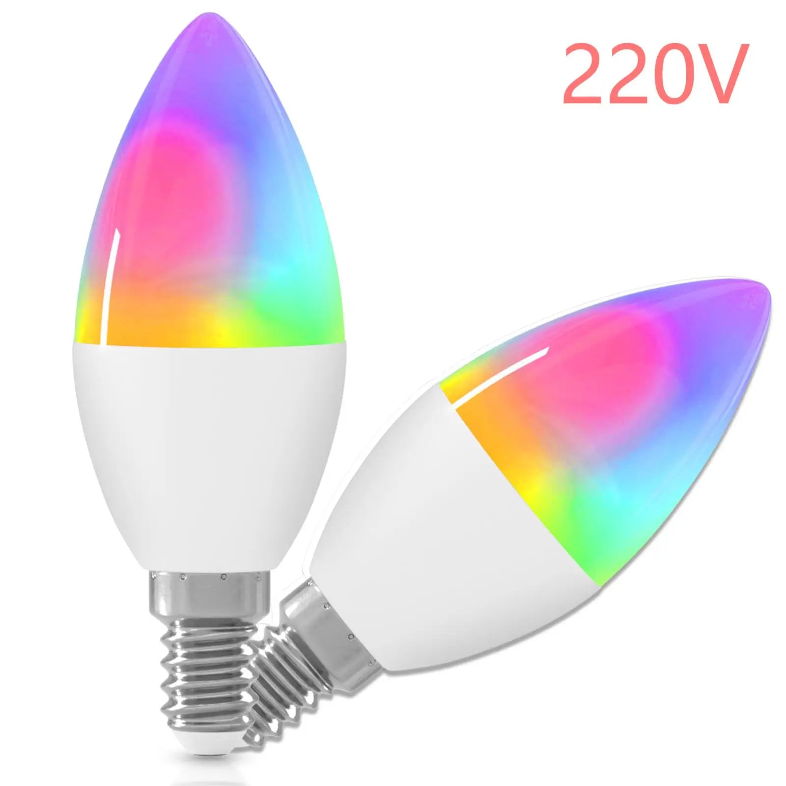 2Pcs Smart Light Bulb C37 Candle Bulbs 220V 5W Work with Echo Alexa Google Home RGBCW Wifi Bluetooth Colour Changing LED Light