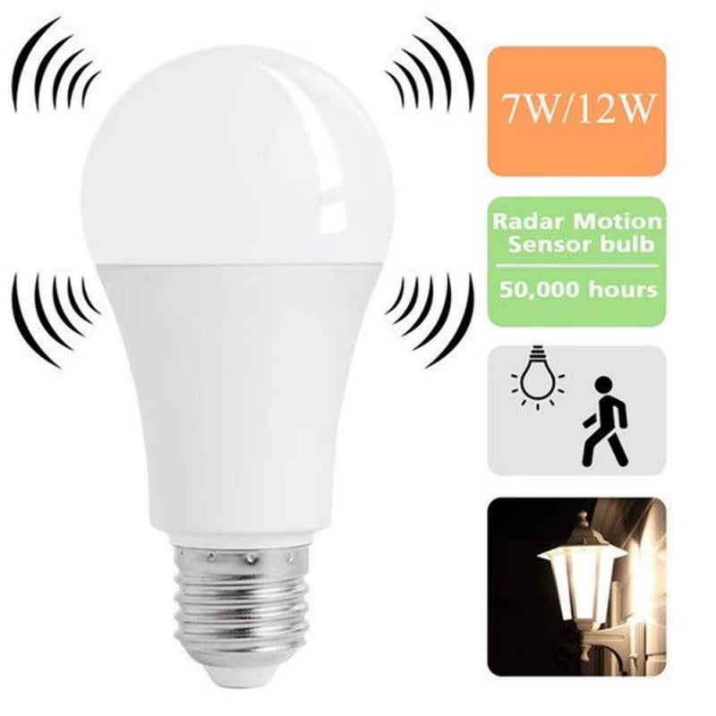 E27 Motion Sensor LED Light Bulb – 1000+ Lumens | Smart Detection | Cool White 5500K–7000K