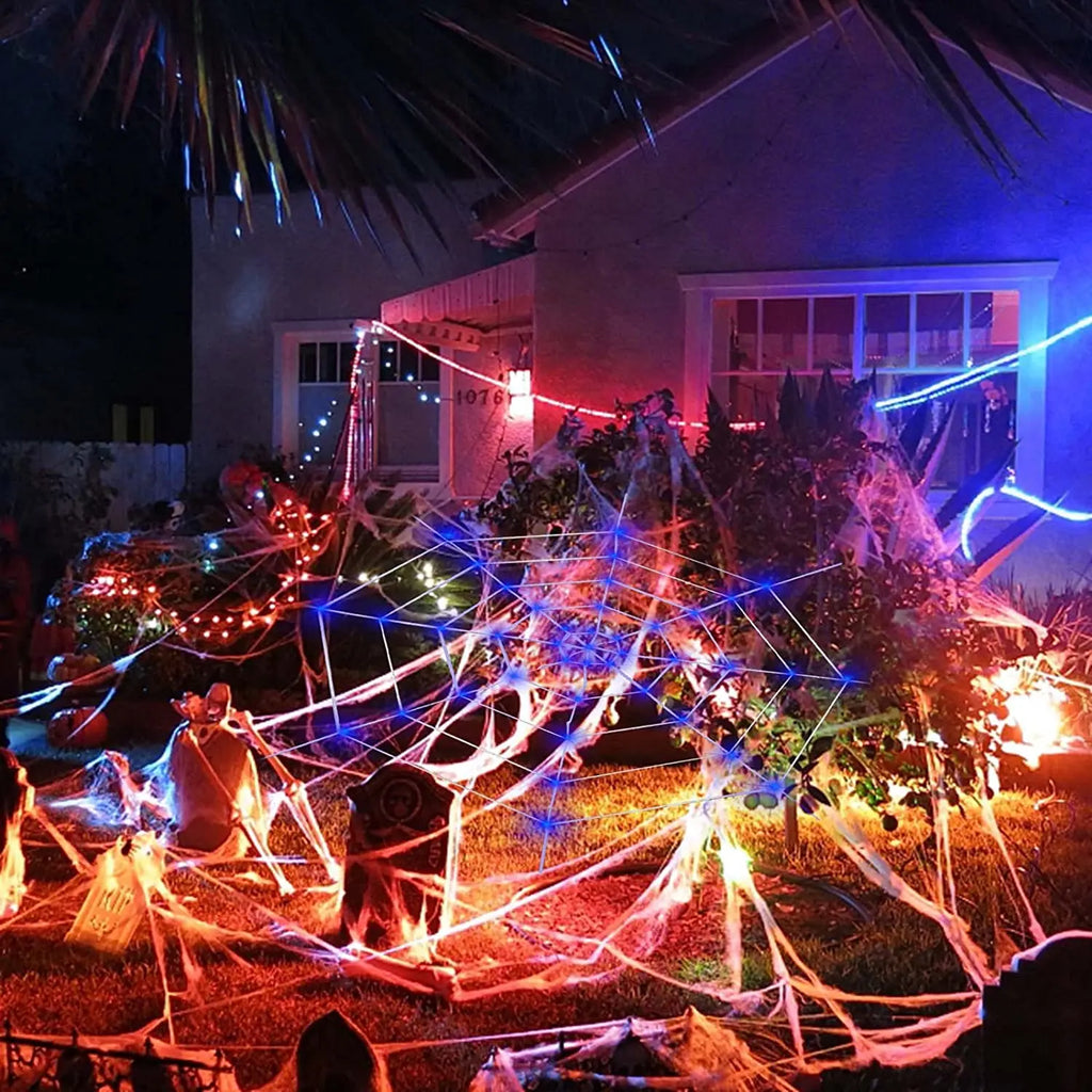 Scary Giant Spider Web Lights with 120 LED's