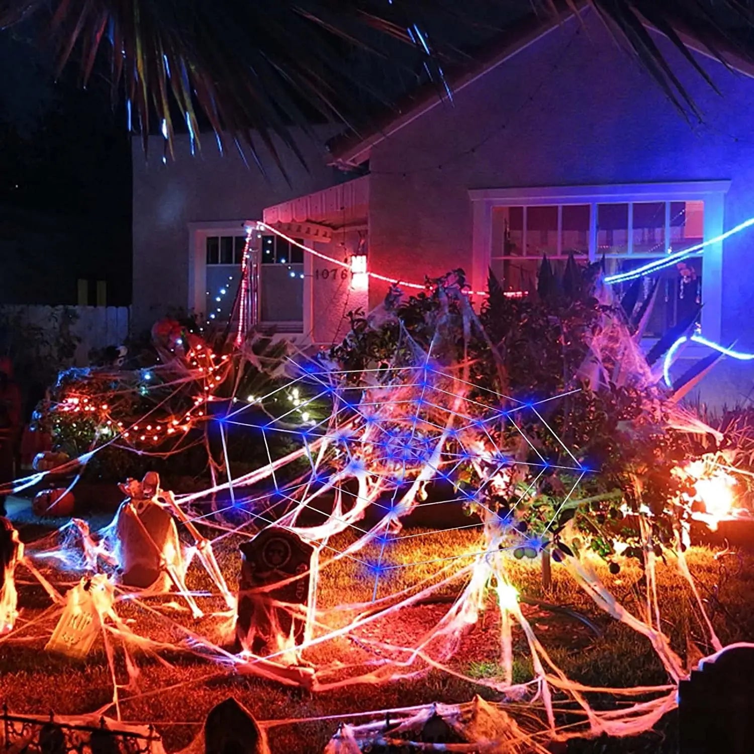 Scary Giant Spider Web Lights with 120 LED's