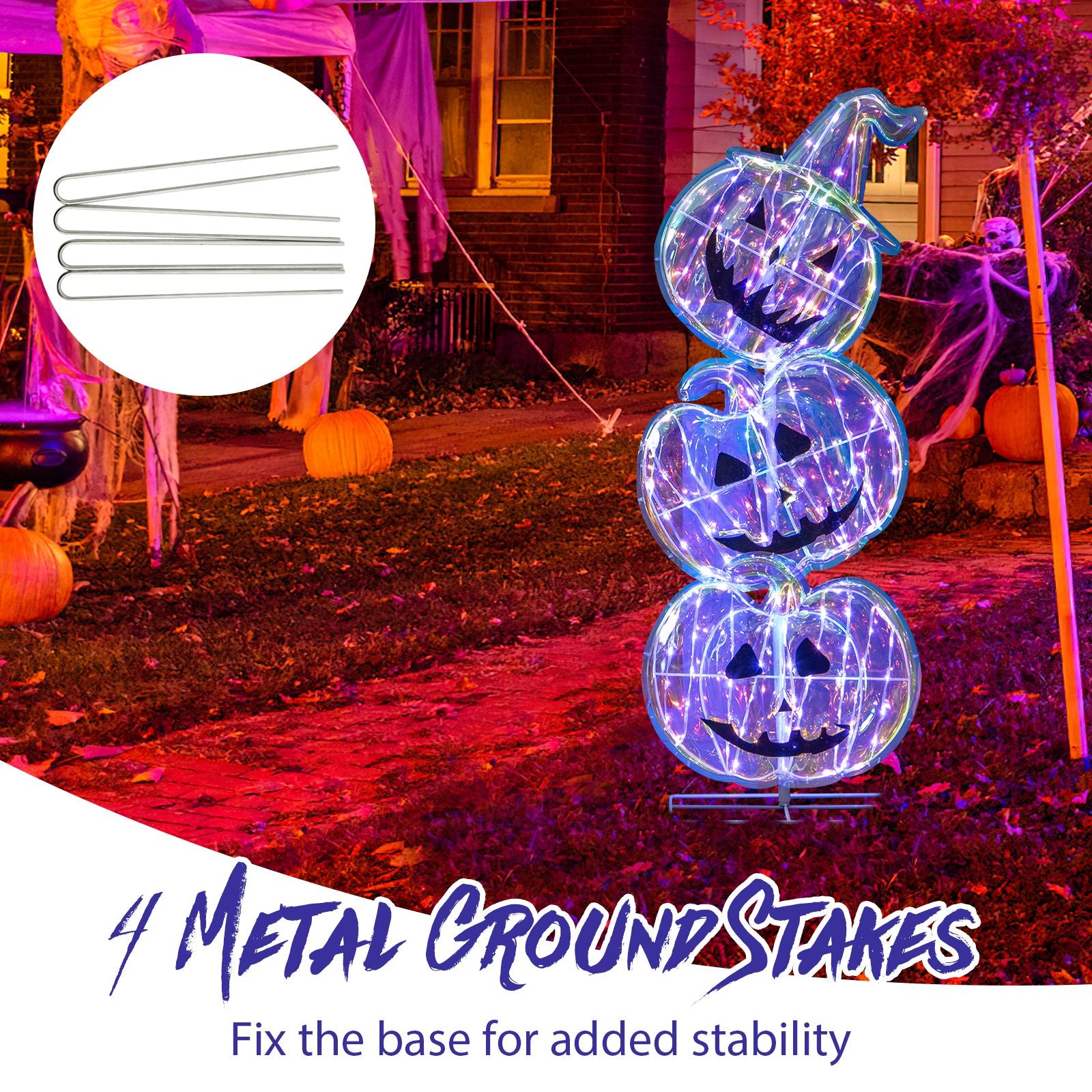 3.4 Ft Light up Stacked Pumpkins - Halloween Decorations
