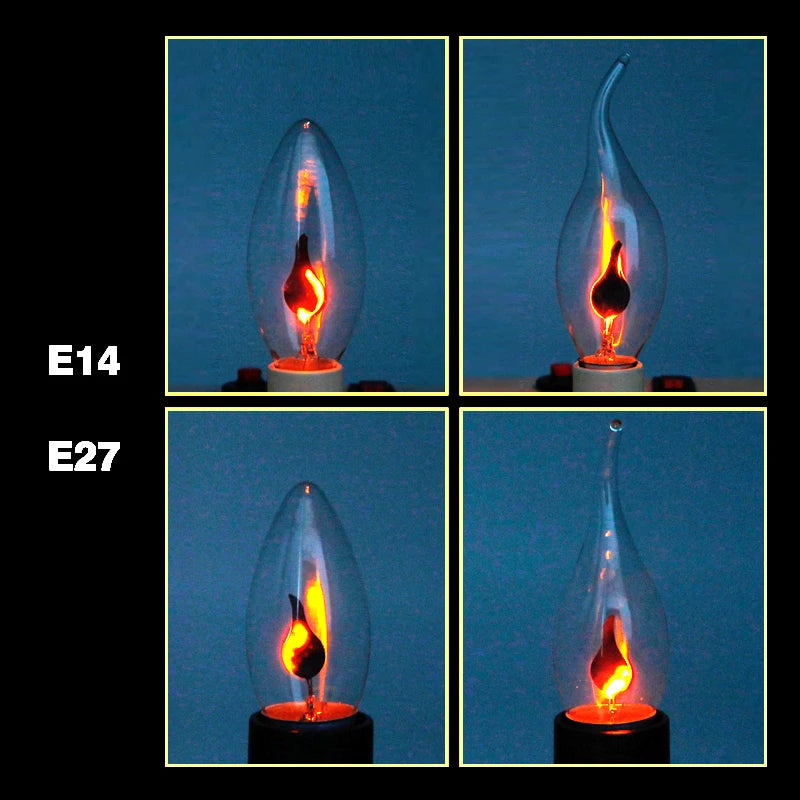 10PCS LED Flame Candle Bulbs – E27 / E14 | Decorative Flickering Flame Light | Warm Ambience