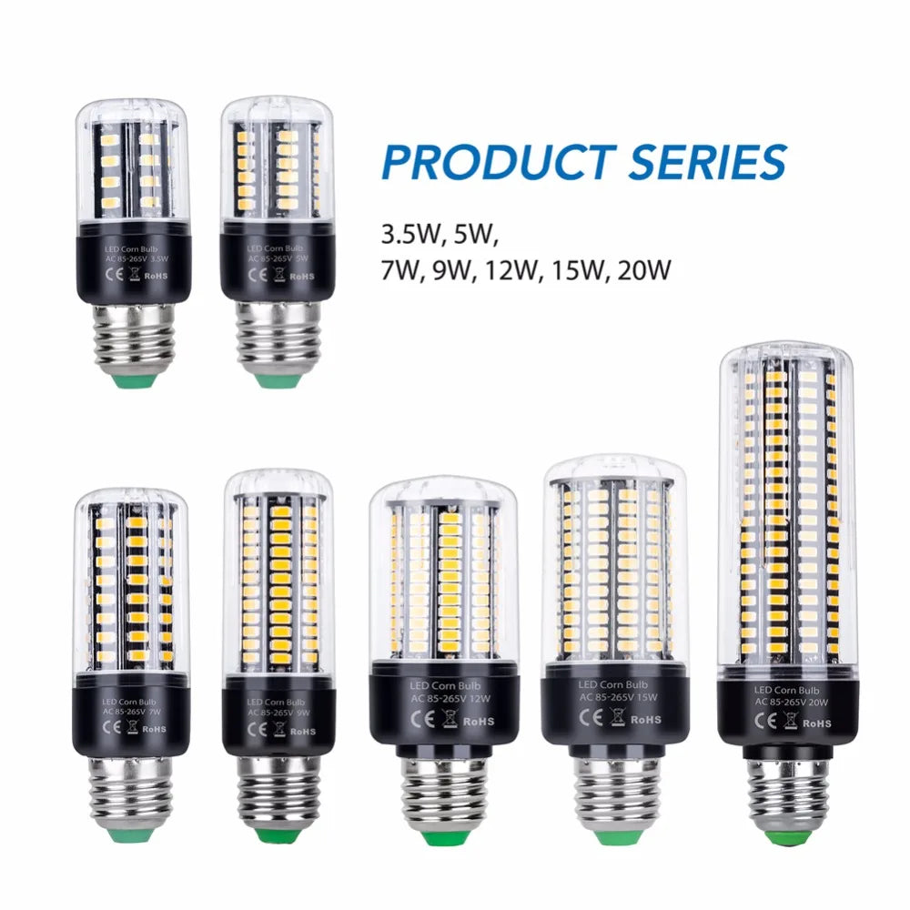 LED Corn Bulb – E27 / E14 Base | 3.5W–20W | 360° Beam | Warm & Cool White | 2-Year Warranty
