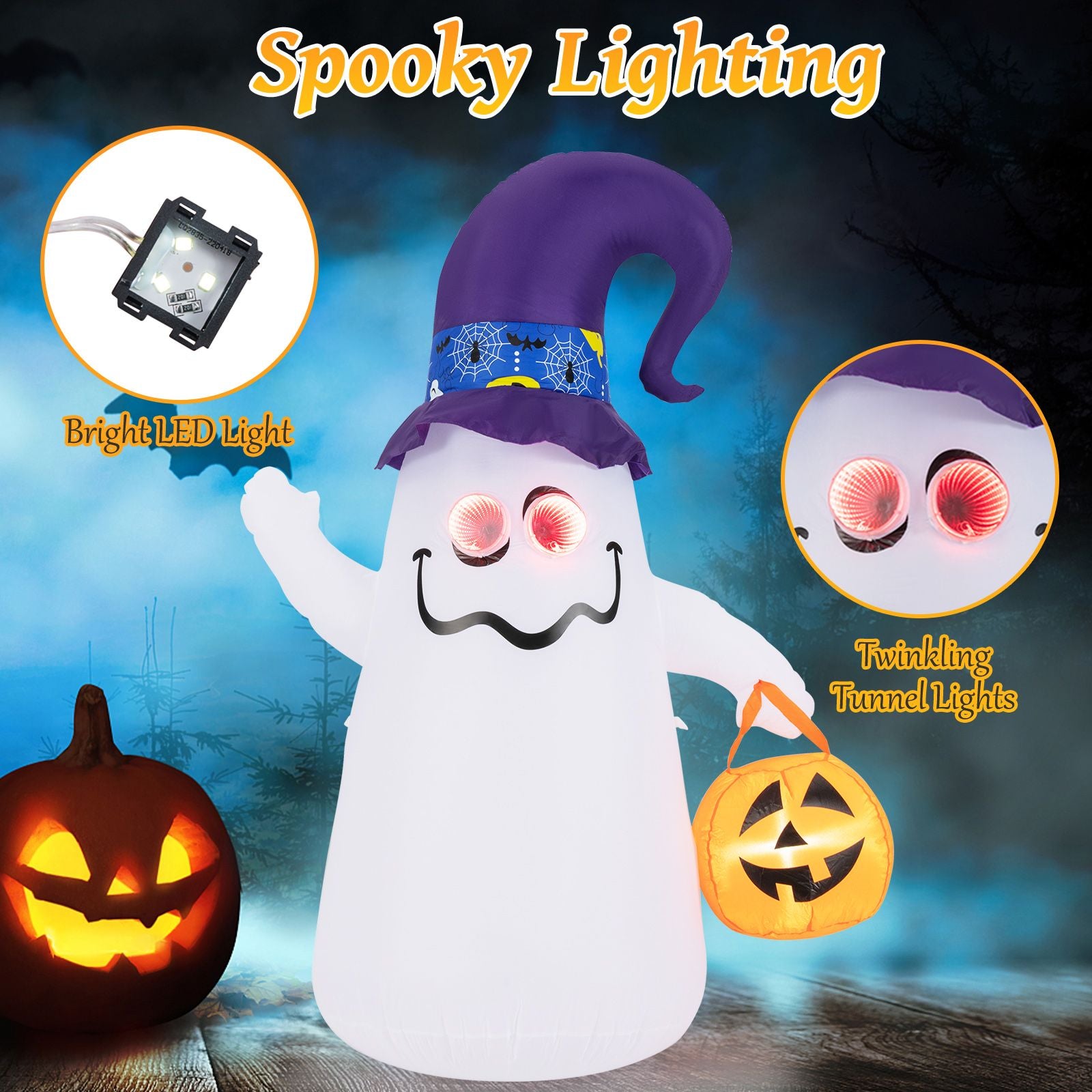 180 CM Halloween Inflatable with Dimming Infinity Mirror Lights