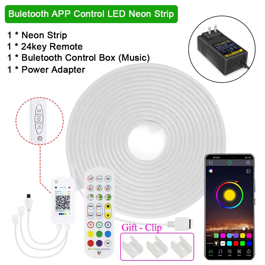 Flexible Smart RGB Neon LED Strip Light – 1M–5M | WiFi, Bluetooth & Remote | Alexa & Google Compatible | IP65 Waterproof