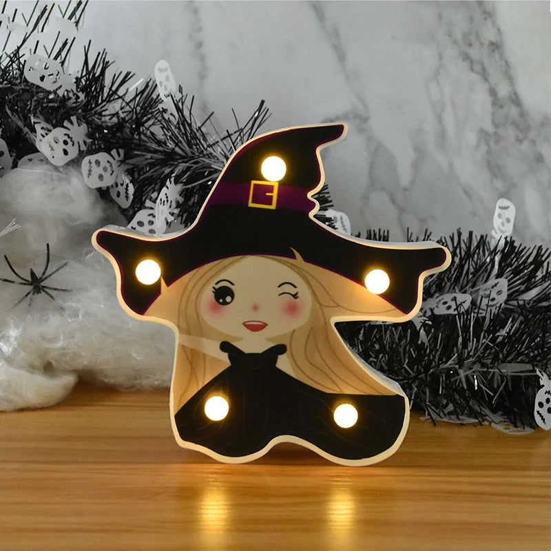 Halloween LED Lights Horror Pumpkin Ghost Bat Spider Night Lights Ornament Halloween Party Props Home Bar Table Lamp Decorations