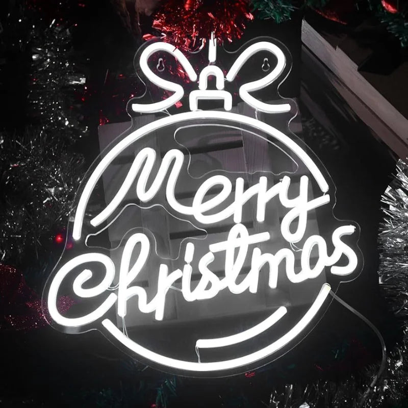 “Merry Christmas” Neon Sign – LED Wall Light | USB Powered Festive Decoration for Home & Parties