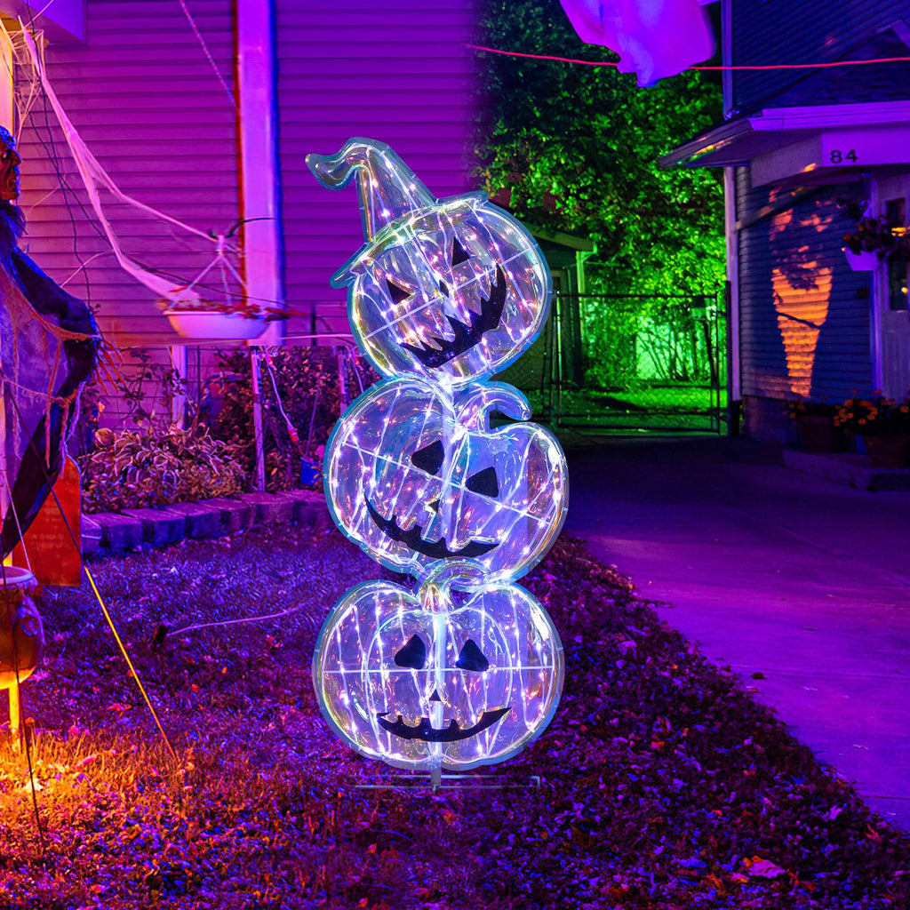 3.4 Ft Light up Stacked Pumpkins - Halloween Decorations