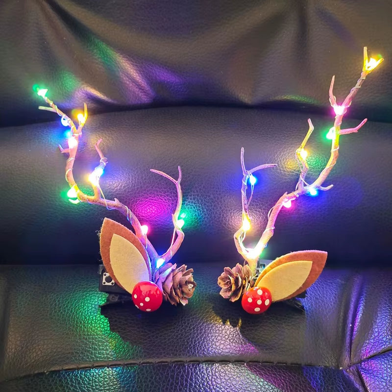 LED Mini Antlers Headbands – Light Up Reindeer Ears for Women, Girls & Kids | Festival, Party & Christmas Accessory