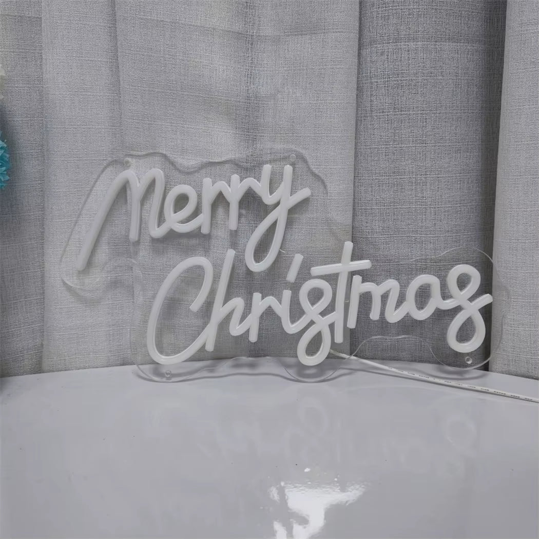 Merry Christmas Neon Sign – LED USB Wall Décor Light | Festive Holiday Party Decoration