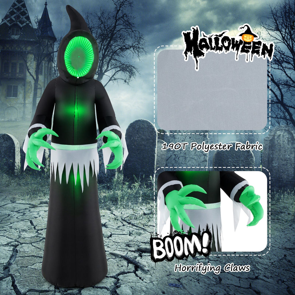 Giant Inflatable Halloween Ghost – 245 cm with Infinity Tunnel Lights & Green LEDs