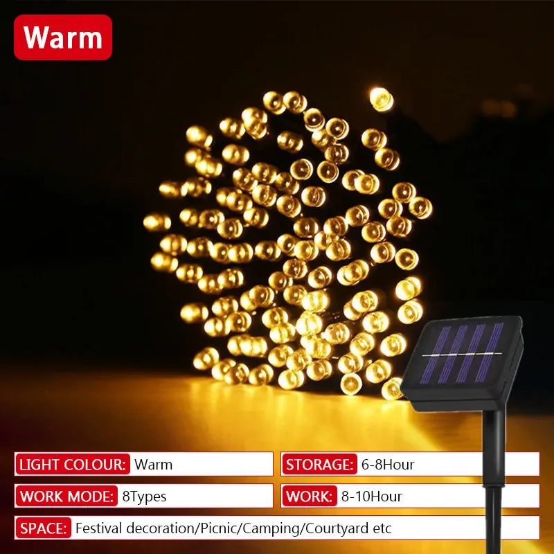 Solar Powered LED String Lights – 8 Modes, Waterproof Garden Fairy Lights | Outdoor Patio, Yard & Holiday Décor