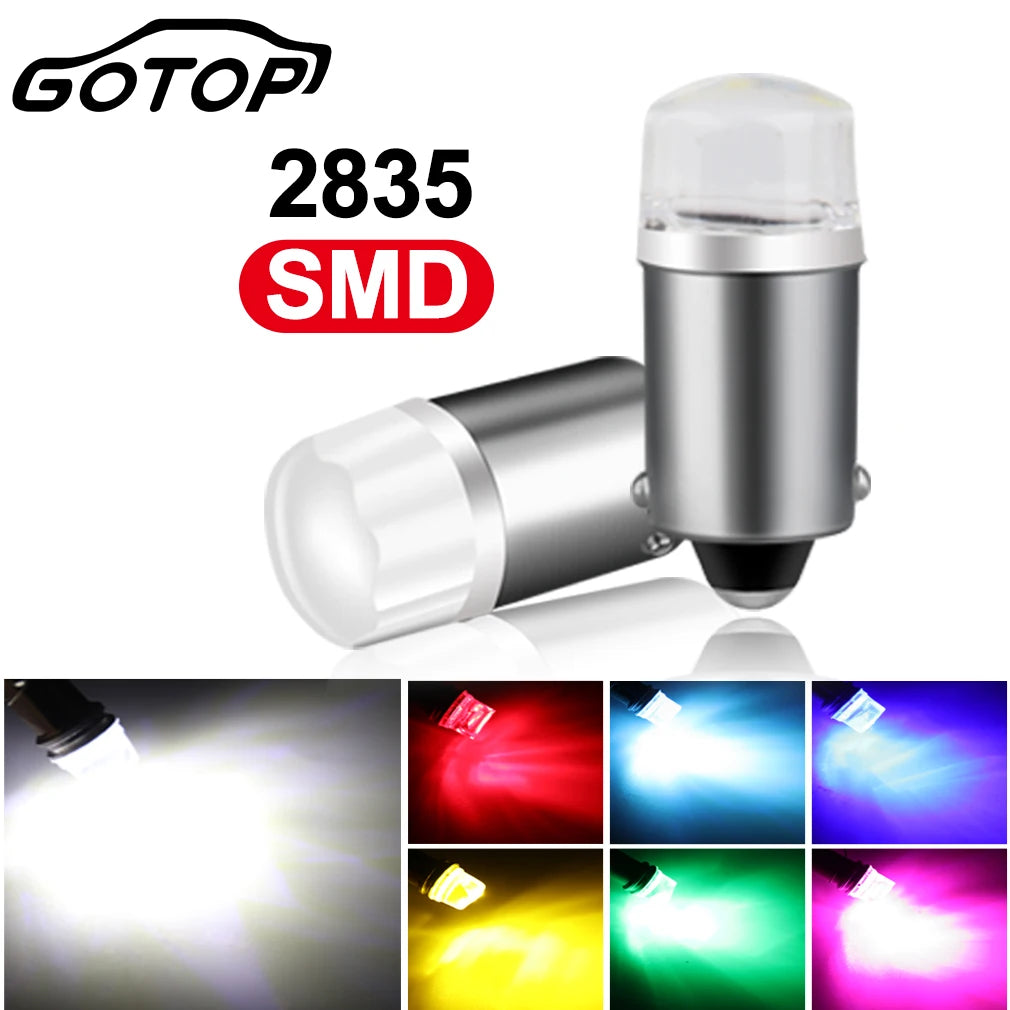 2PCS BA9S T4W LED Bulbs – 12V DC | 2835 SMD | Multi-Colour Options | License Plate, Dome, Map & Indicator Lights