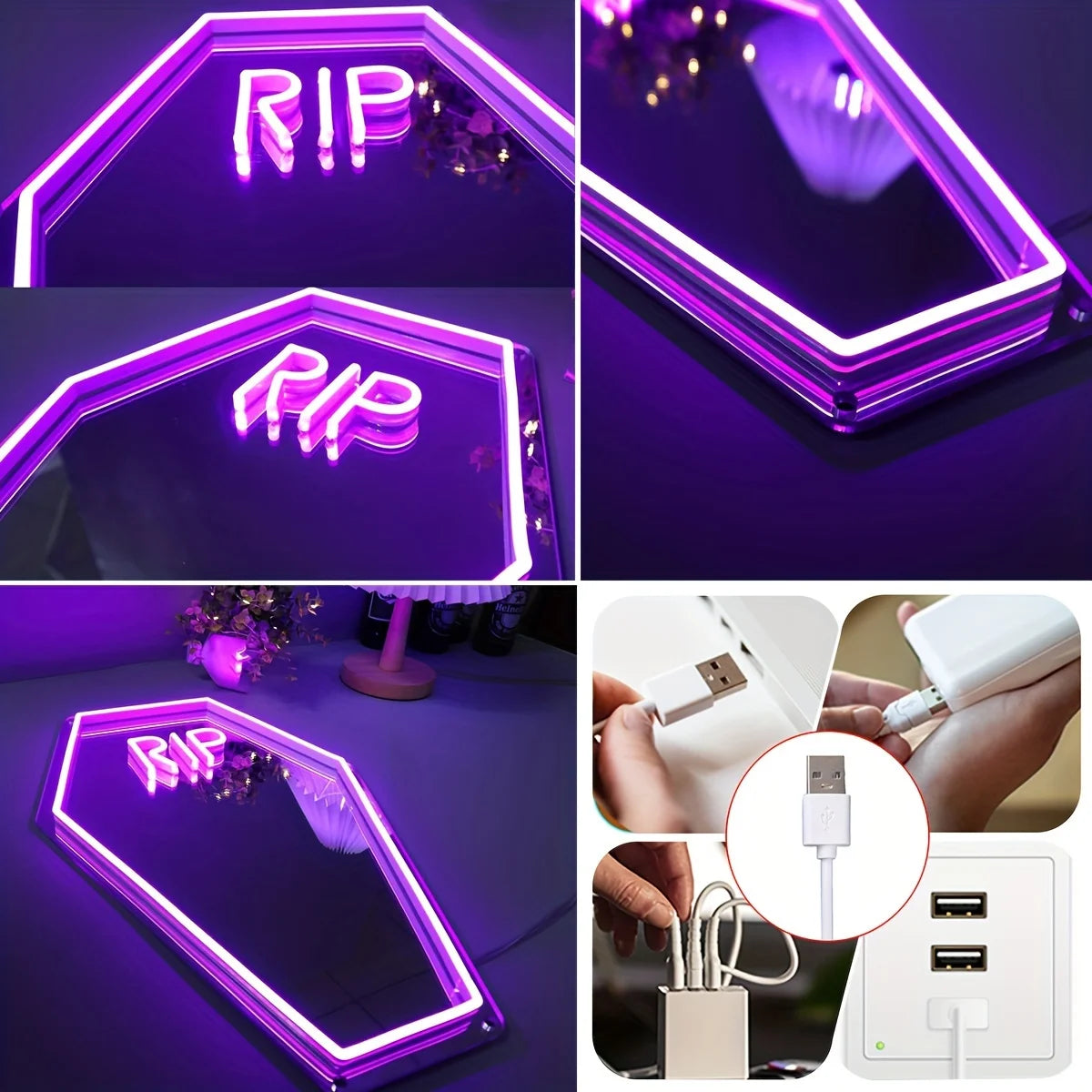 RIP Neon Mirror Sign