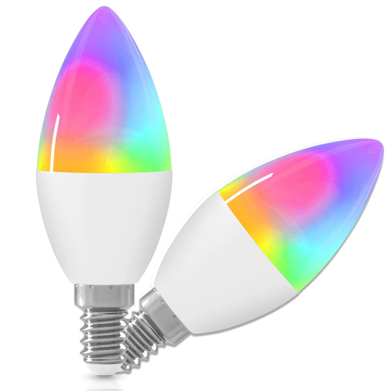 2Pcs Smart Light Bulb C37 Candle Bulbs 220V 5W Work with Echo Alexa Google Home RGBCW Wifi Bluetooth Colour Changing LED Light
