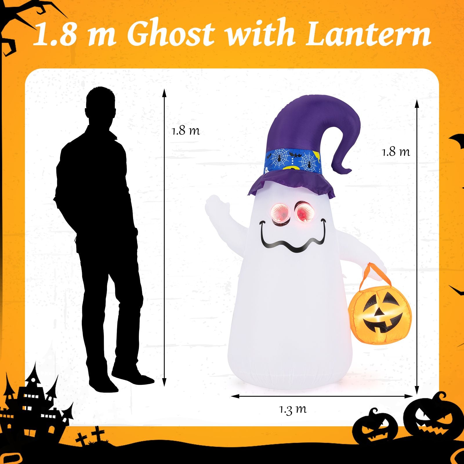 180 CM Halloween Inflatable with Dimming Infinity Mirror Lights