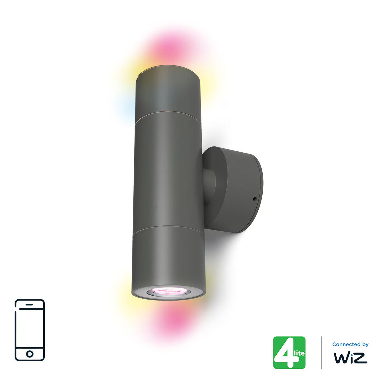 4lite WiZ Up & Down Smart Outdoor Wall Light – Colour Changing LED | GU10 | Alexa, Google & Siri Compatible | IP54