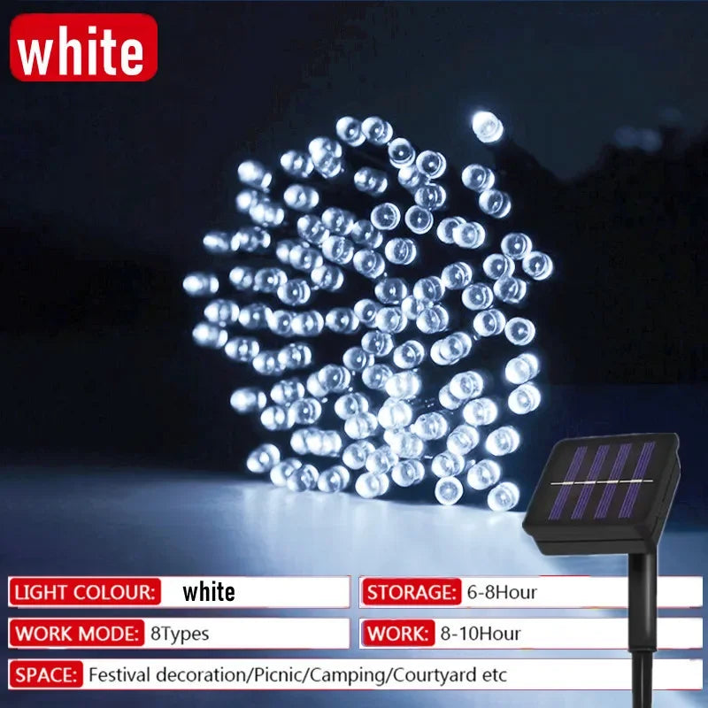 Solar Powered LED String Lights – 8 Modes, Waterproof Garden Fairy Lights | Outdoor Patio, Yard & Holiday Décor