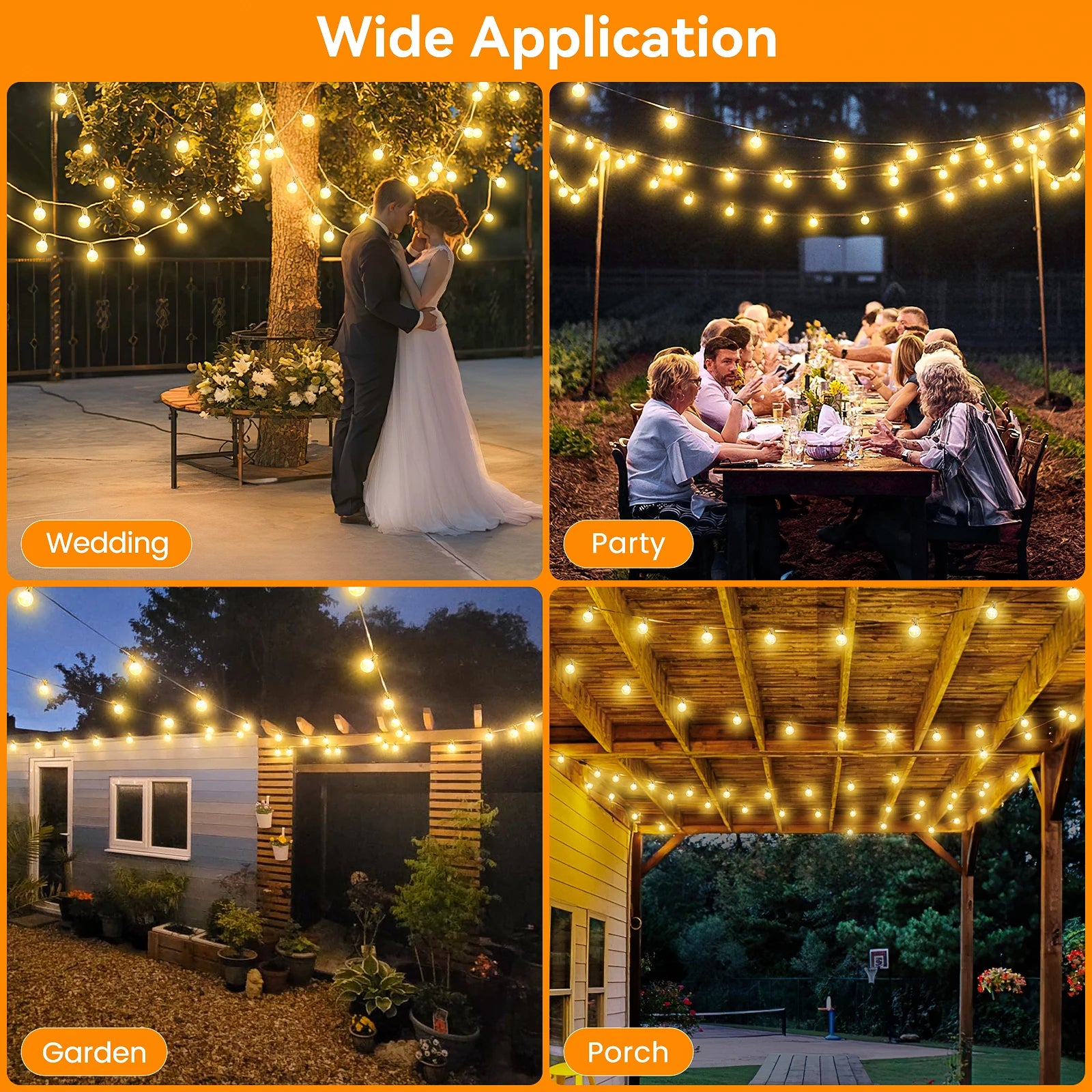 G40 Outdoor String Lights – 20M | 28 LED Vintage Bulbs | Dimmable, Waterproof | Patio, Garden & Party Lighting