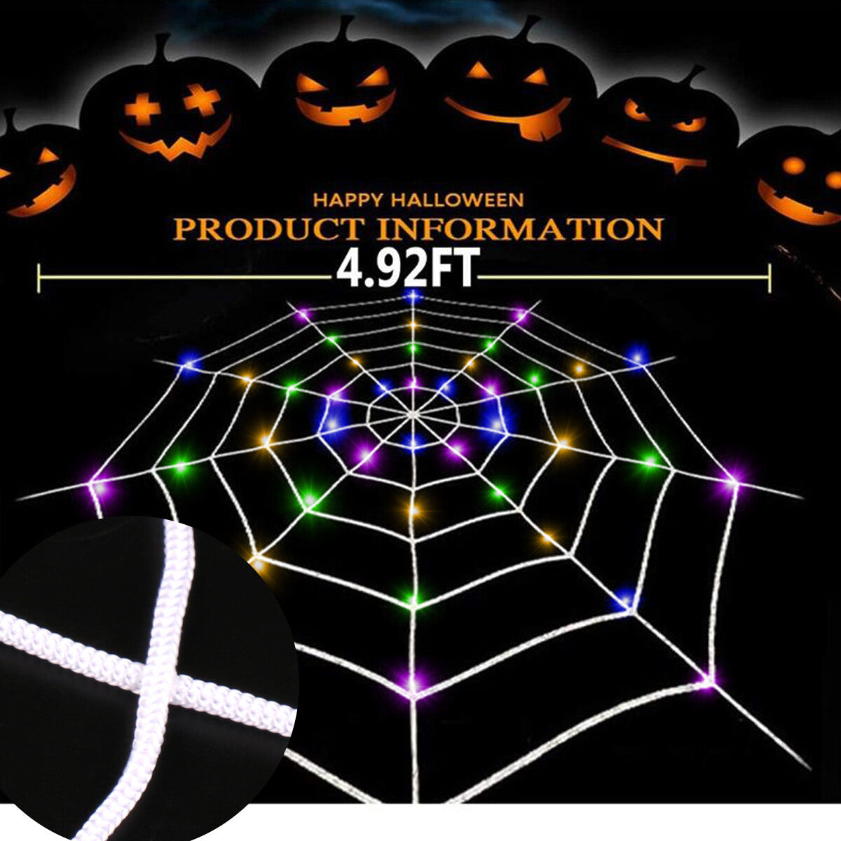 LED Halloween Giant Spider Web 