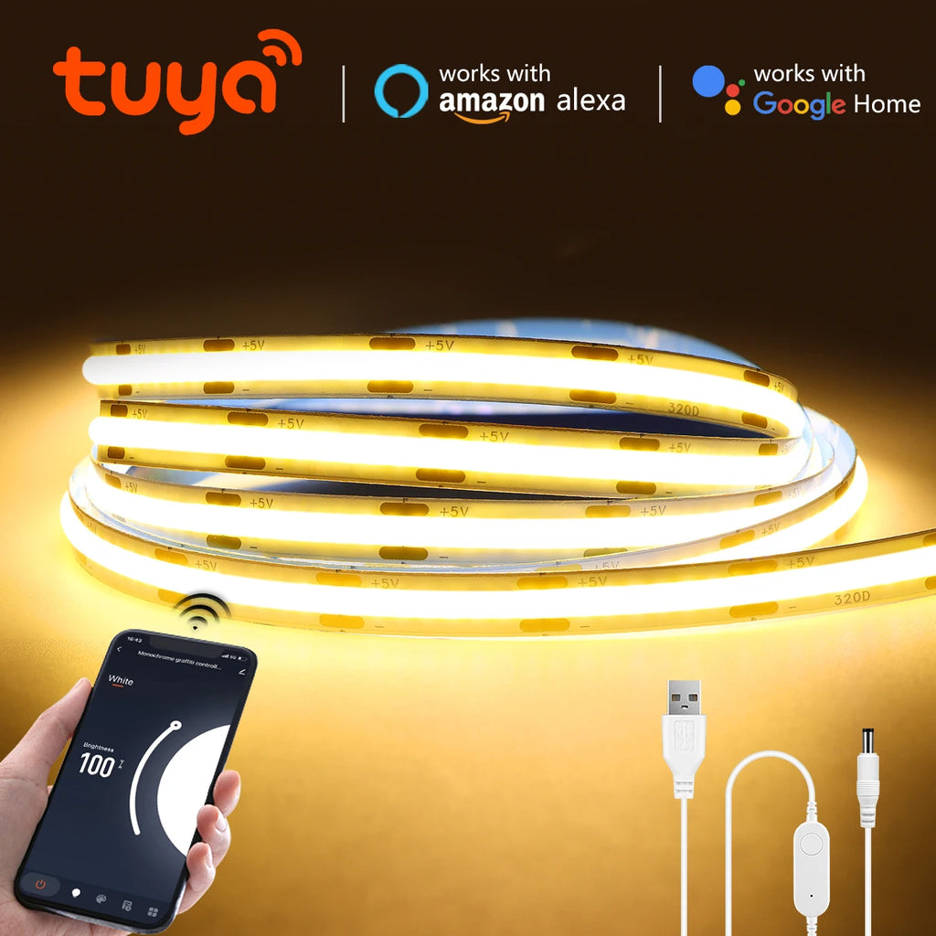 WiFi Smart LED Strip Light – 5V | Tuya/Smart Life App | Alexa & Google Compatible | 1M–5M | White/Warm/Natural