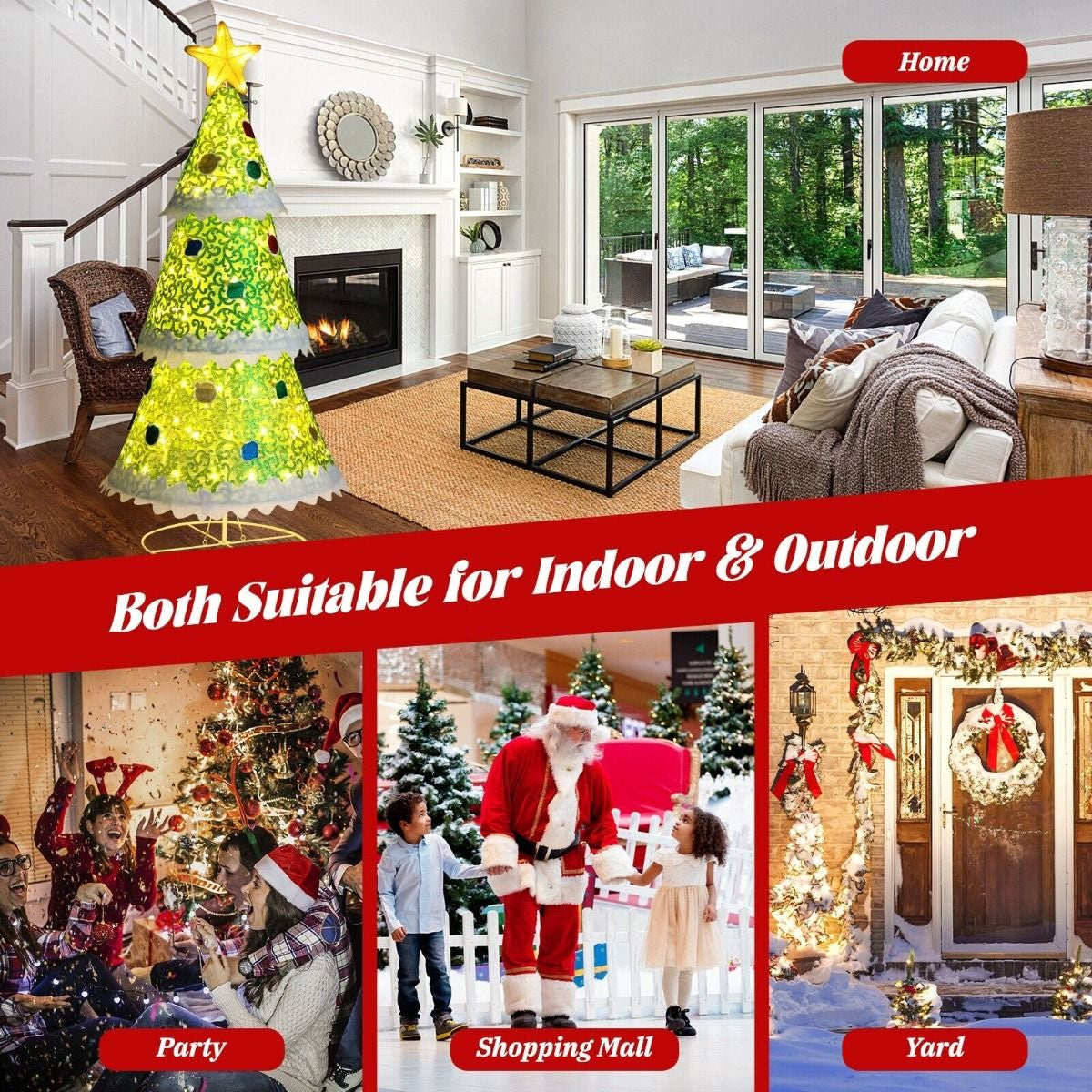 141cm Pop-Up Christmas Tree – Pre-Lit with 110 LED Lights | Foldable Indoor & Outdoor Holiday Décor