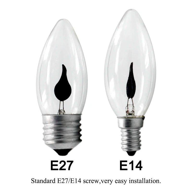 10PCS LED Flame Candle Bulbs – E27 / E14 | Decorative Flickering Flame Light | Warm Ambience