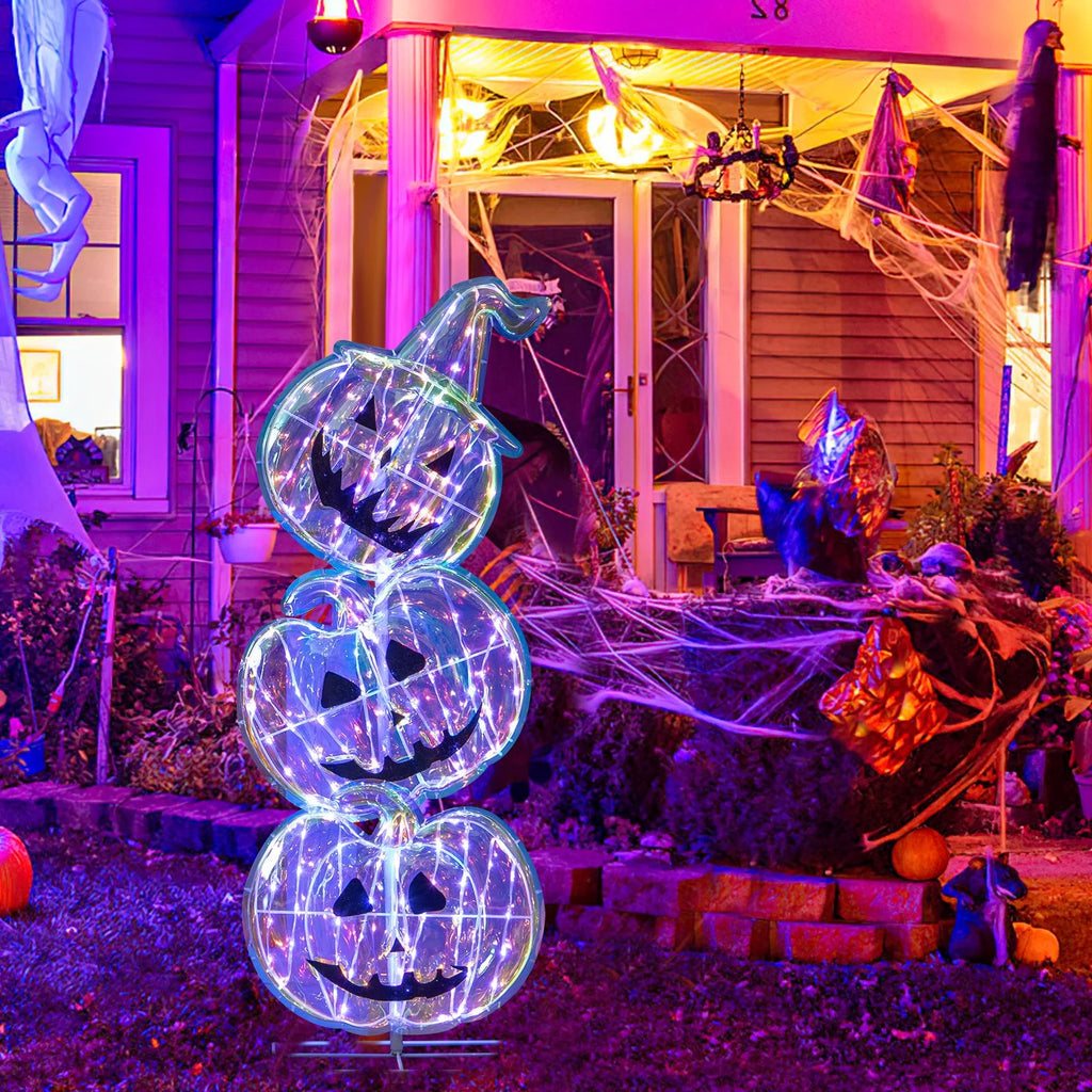 3.4 Ft Light up Stacked Pumpkins - Halloween Decorations